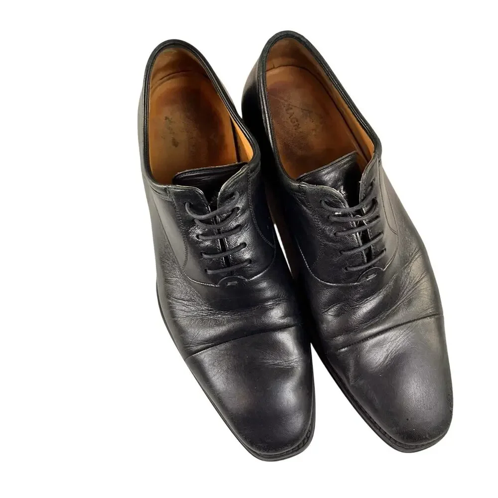 Magnanni Black Cap‎ Toe Oxfords Shoes, Made in Spain, Men's Size 10 D
